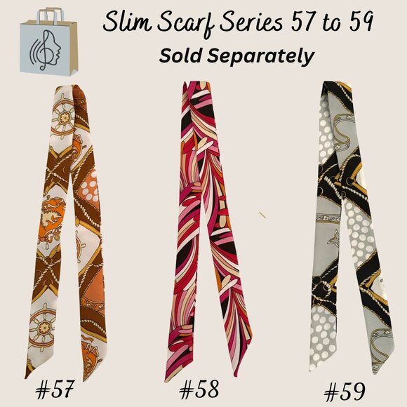 Pink Black Slim Scarf Size 34in Silk Abstract Neck Tie Bag Headband Hat Hair Bow - Picture 8 of 14